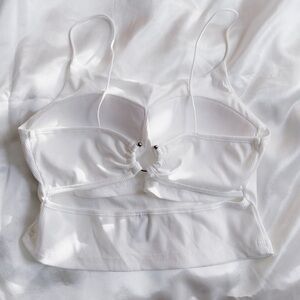 YesStyle Ribbed White Tank with Cut Out Back